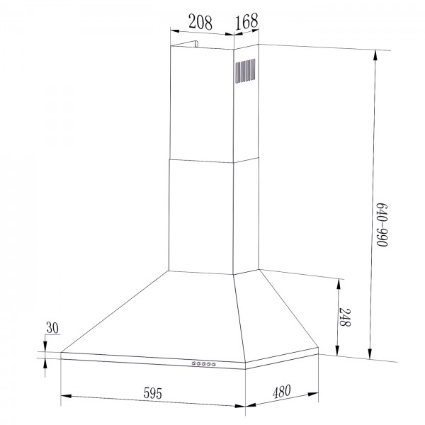 Hota decorativa, 60cm, 1 motor, 600 m3/h, 3 trepte, filtre aluminiu, INOX, Samus [3]