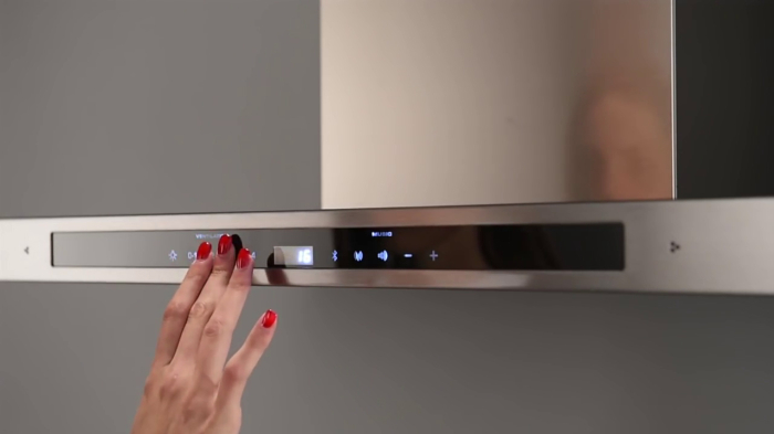 Hota decorativa, design modern, 3 + 1 viteze, display LED, latime 90 cm, absorbtie 754 mc/h, bluetooth radio, INOX , PYRAMIS [2]