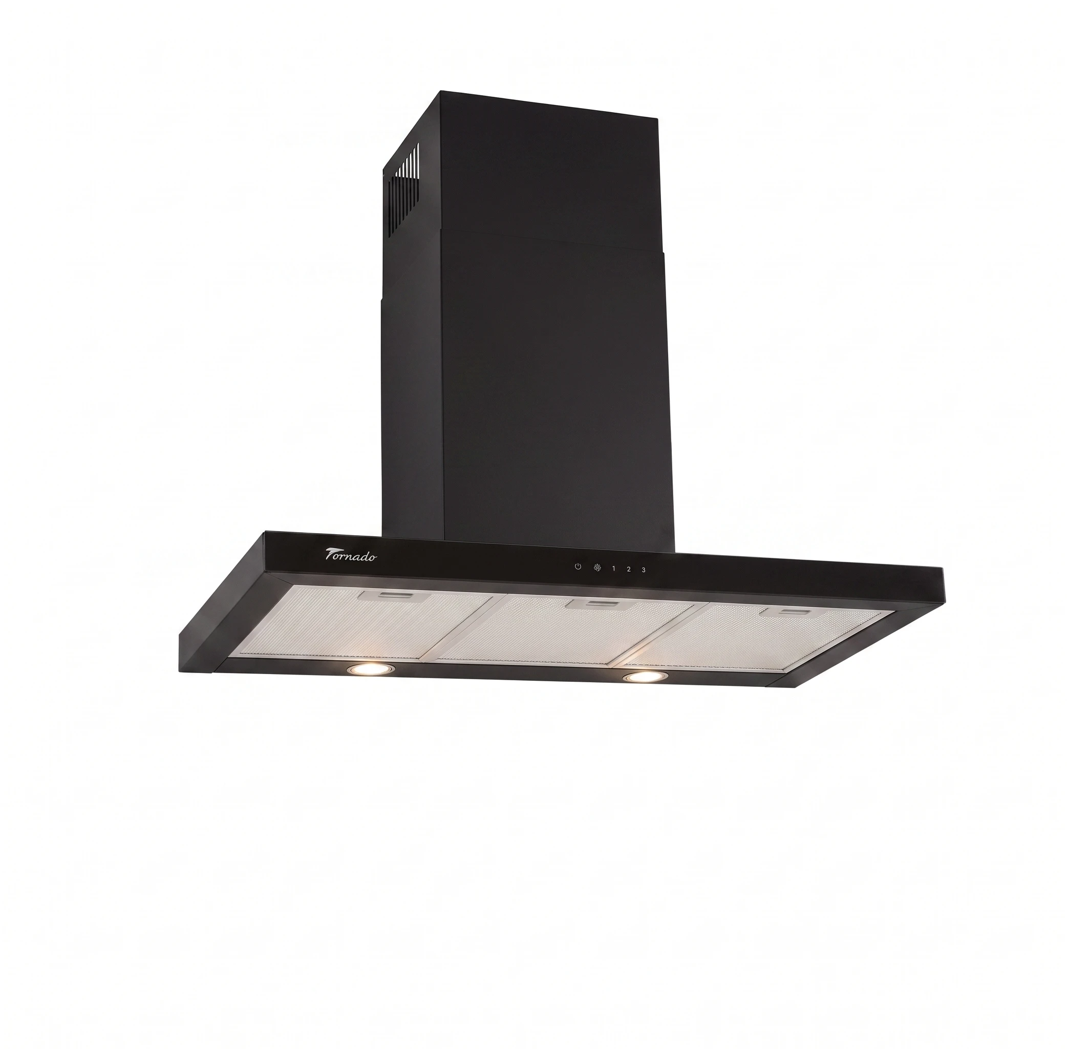 Hota decorativa, latime 90 cm, 1200 m3/h, 1 motor, 3 trepte, filtre aluminiu, Negru, TORNADO LARA [2]