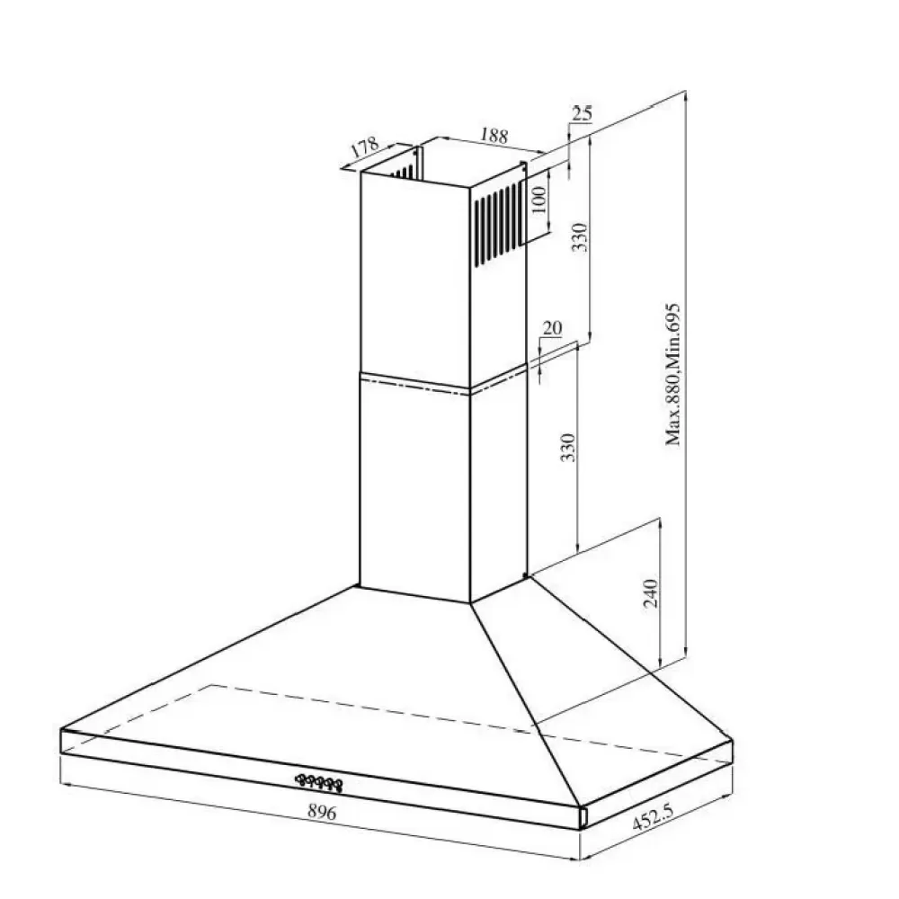 Hota decorativa rustica, 90 cm, 2 motoare, 645 m3/h, 3 trepte, filtre aluminiu, Studio Casa Tosca Turbo [6]