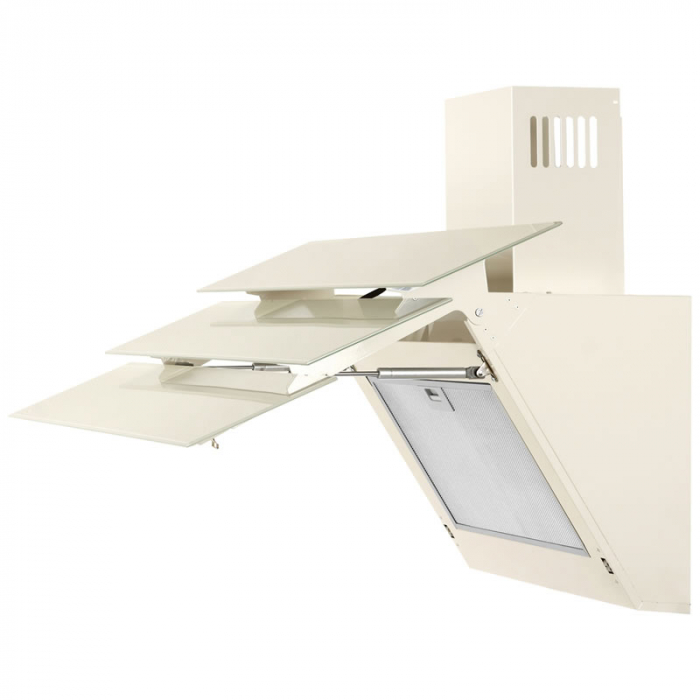 Hota Decorativa Tornado Megas 1200 (90) LED, clasa A, 1 motor Turbo, latime 90 cm, 4 viteze, absorbtie 1200 m3/ora, filtru anti-grasimi aluminiu 5 straturi, Bej [6]
