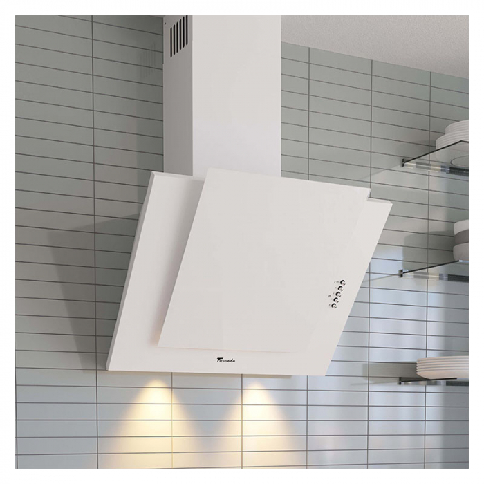 Hota Decorativa Tornado Vertikal 750 (60) LED, 1 motor Turbo, latime 60 cm, 3 viteze, absorbtie 750 m3/ora, filtru anti-grasimi aluminiu 5 straturi, Alb [4]