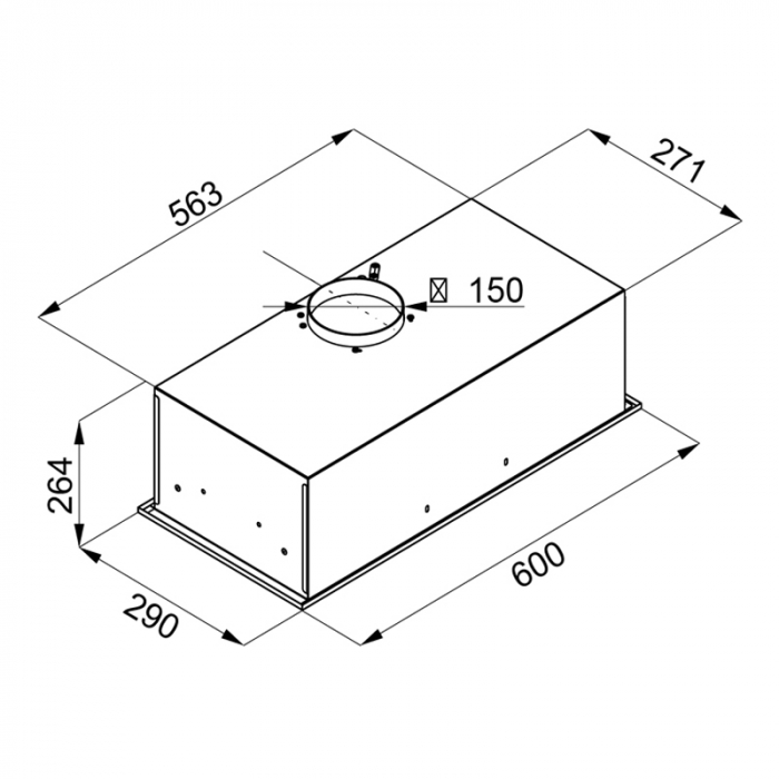 Hota Incorporabila Tornado Modul Glass 750 (60), 1 motor, latime 60 cm, 3 viteze, absorbtie 750 m3/ora, Negru [6]