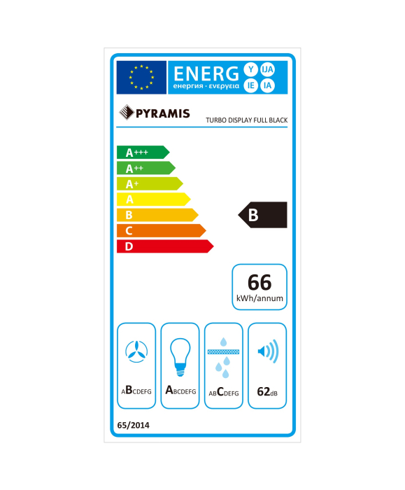 Hota telescopica, 1 motor, 3 viteze, absorbtie 573 m³/h, Turbo, latime 60 cm, touch control, sticla neagra, PYRAMIS [4]