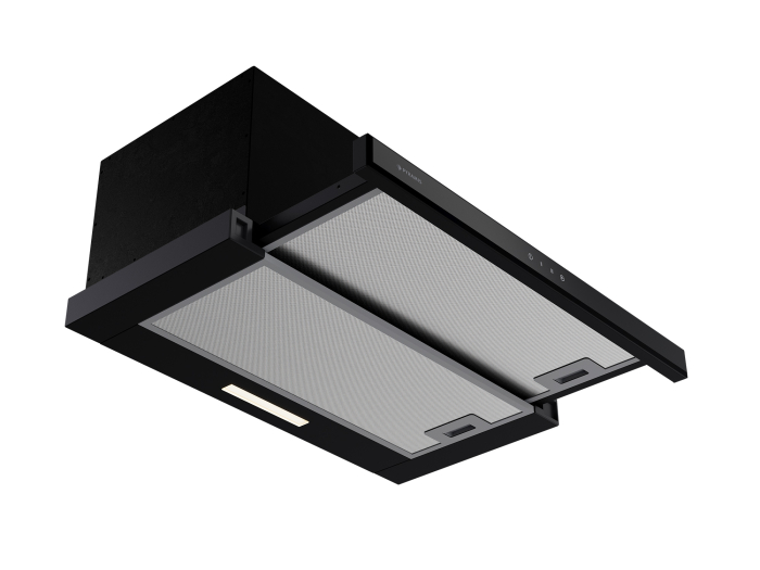 Hota telescopica, 1 motor, 60 cm, absorbtie 760 m³/h, sticla neagra, filtre aluminiu, touch control, negru PYRAMIS [3]