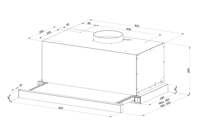 Hota telescopica, 1 motor, 90 cm, absorbtie 760 m³/h, filtre aluminiu, touch control, Inox, PYRAMIS [4]