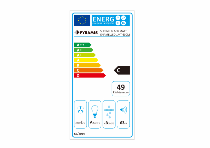 Hota telescopica, 2 viteze, absorbtie 260 m³/h, 1 motor, latime 60 cm, negru, PYRAMIS [4]