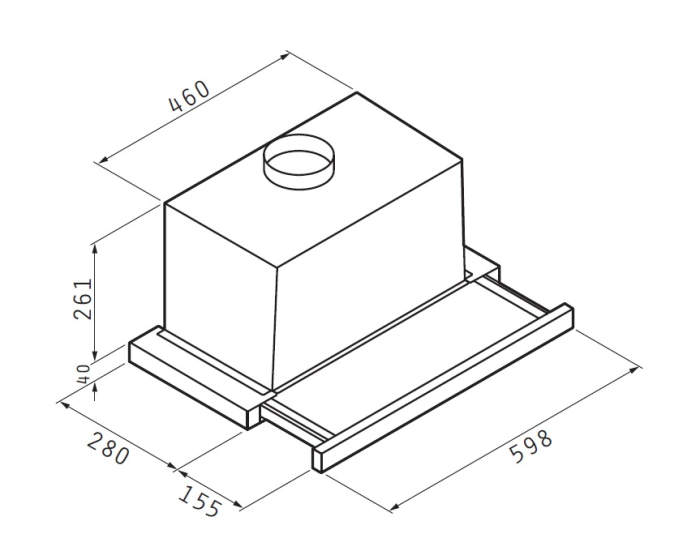 Hota telescopica, 3 viteze, Turbo, latime 60 cm, absorbtie 581mc/h, Alb, PYRAMIS [2]
