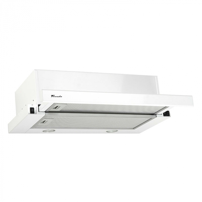 Hota Telescopica Incorporabila Tornado Storm 700 (60), 1 motor, latime 60 cm, 3 viteze, absorbtie 700 m3/ora, Alb [1]
