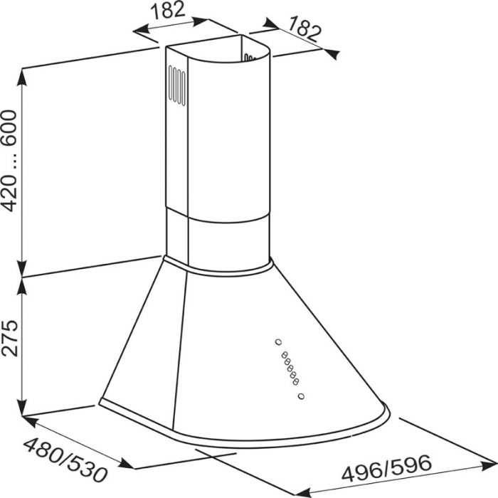 Hota tip Cupola Tornado Violla 750 (50) LED, 1 motor Turbo, latime 50 cm, 3 viteze, absorbtie 750 m3/ora, filtru anti-grasimi aluminiu 5 straturi, Alb [5]