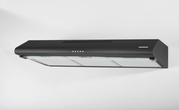 Hote traditionala, 2 motoare, max 400 m3/h, lumina LED, latime 90 cm, 3 trepte, filtre aluminiu, Negru, HEINNER [2]
