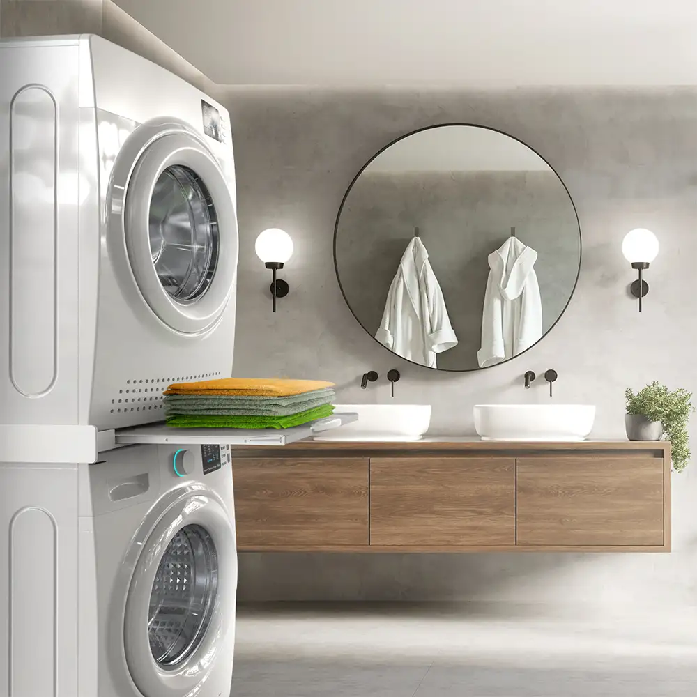 Kit suprapunere universal pentru masini de spalat, uscatoare, chinga fixare, suport haine retractabil, MELICONI [5]