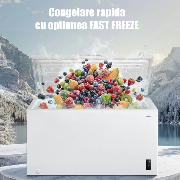 Lada frigorifica, capacitate 418 L, fast freeze, termostat reglabil, roti, afisaj LED, SAMUS [6]