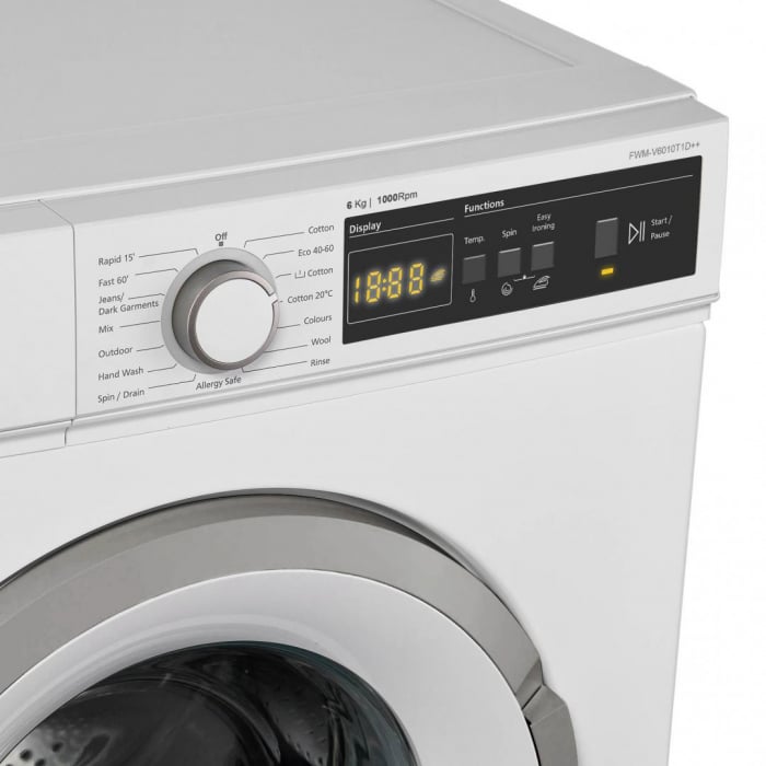 Masina de spalat rufe, 1000 Rpm, 15 programe, clasa D, capacitate 6 kg, alba, FRAM [2]