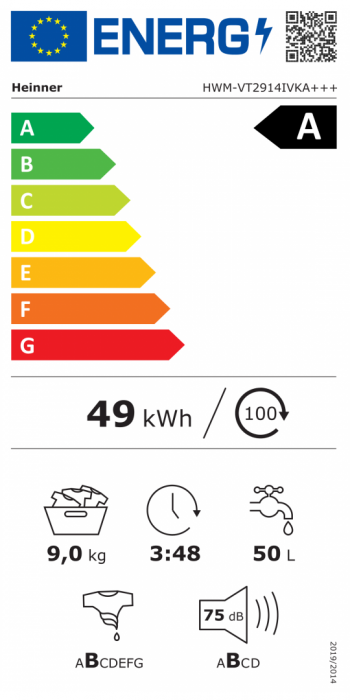 Masina de spalat rufe, A+++, functie antisifonare, 15 programe, capacitate 9 kg, display LED, HEINNER [2]