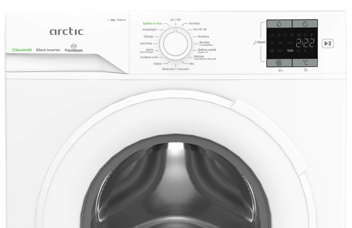 Masina de spalat rufe, automata, capacitate 8 kg, clasa A, 1200 Rpm, motor inverter, display LED, Alb, ARCTIC [5]