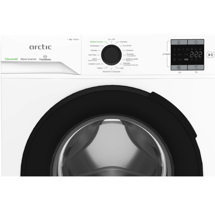 Masina de spalat rufe, automata, capacitate 8 kg, clasa A, 1400 Rpm, motor inverter, silentios, display LED, Alb, ARCTIC [5]