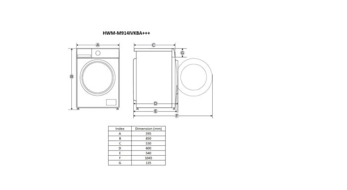 Masina de spalat rufe, automata, capacitate 9 kg, 1400 Rpm, display digital, motor inverter, 14 programe, Negru mat, HEINNER [2]