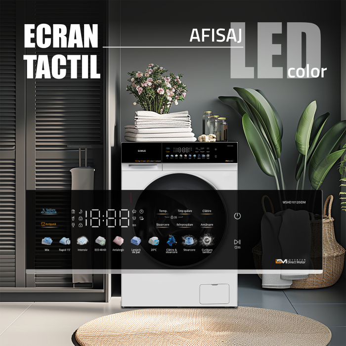 Masina de spalat rufe, automata, motor inverter, capacitate 10 kg, 1200 Rpm, 10 programe, display color, clasa A, SAMUS [5]