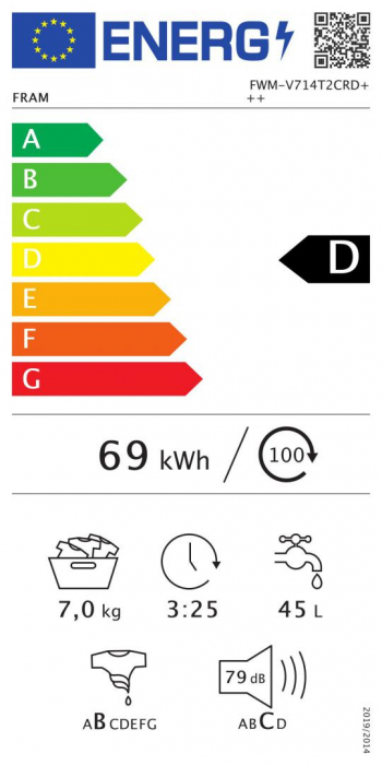 Masina de spalat rufe, capacitate 7 kg, 15 programe, afisaj LED, touch, crem lucios, FRAM [7]