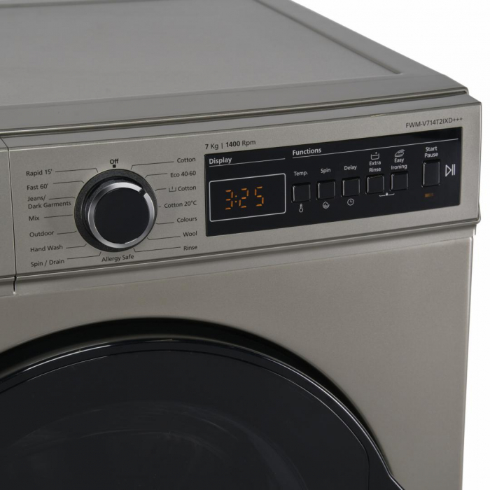 Masina de spalat rufe, capacitate 7 kg, 15 programe, afisaj LED, touch, INOX crom, FRAM [5]