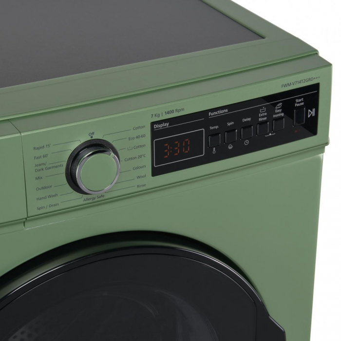 Masina de spalat rufe, capacitate 7 kg, 15 programe, afisaj LED, touch, verde pastelat, FRAM [5]