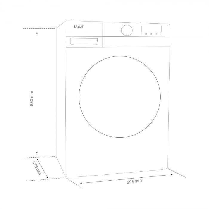 Masina de spalat rufe, capacitate 8 kg, 15 programe, 1400 Rpm, clasa A, Slim, motor Inverter, Samus WSLI-8144 [5]