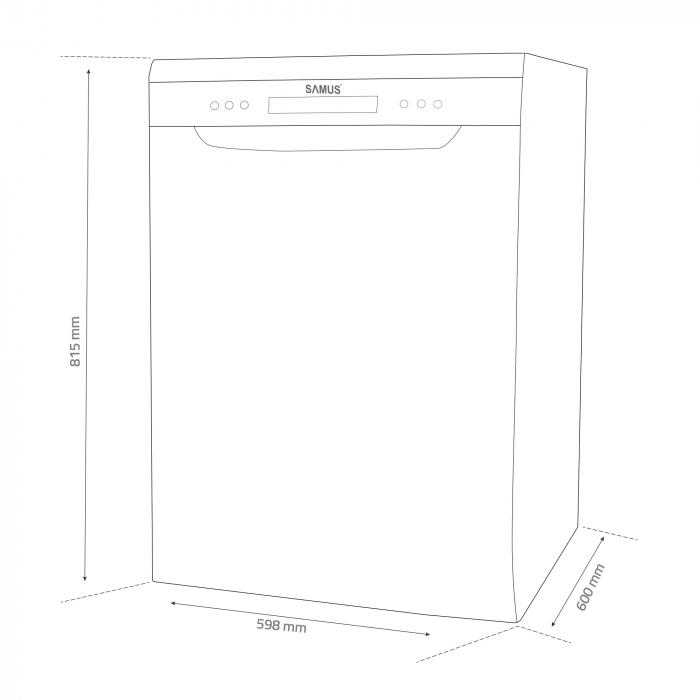 Masina de spalat vase, 6 programe, 12 seturi, 60 cm, autocuratare, clasa E, afisaj electronic, argintiu, Samus [9]