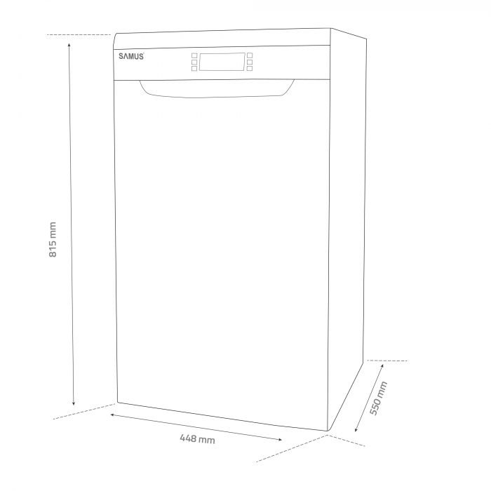 Masina de spalat vase, 8 programe, 10 seturi, 45 cm, autocuratare, clasa E, afisaj electronic, alba, Samus [12]