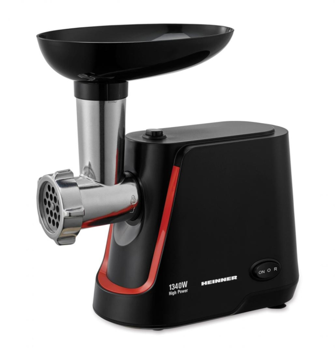 Masina de tocat carne, putere 1340 W, accesoriu pt carnati si kibbe, cutit inox, 2 site, HEINNER [3]