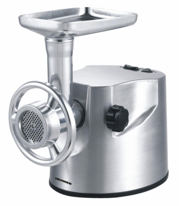 Masina de tocat carne, putere 2000 W, functie reverse, carcasa aluminiu, cutit inox, 3 site, accesoriu carnati si kibbe, HEINNER [1]