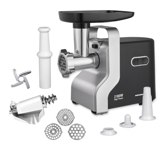 Masina de tocat carne, putere 2100 W, accesoriu pt rosii, carnati, cutit inox, 3 site, functie reverse, 2 viteze, HEINNER [2]
