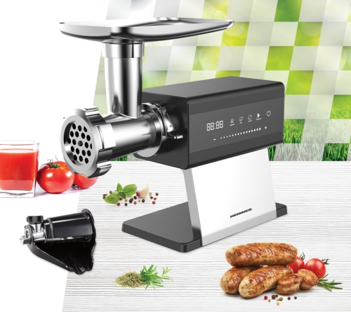 Masina de tocat carne, putere 2500 W, accesoriu rosii, carnati, kibbe, afisaj digital, touch, functie reverse, HEINNER [4]
