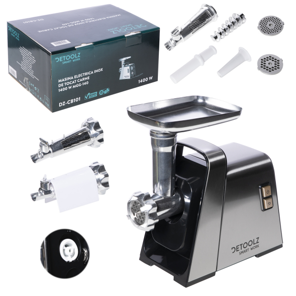 Masina electrica inox de tocat carne, DeToolz,DZ-CB101,1400W,+Accesorii, Model NOU [2]