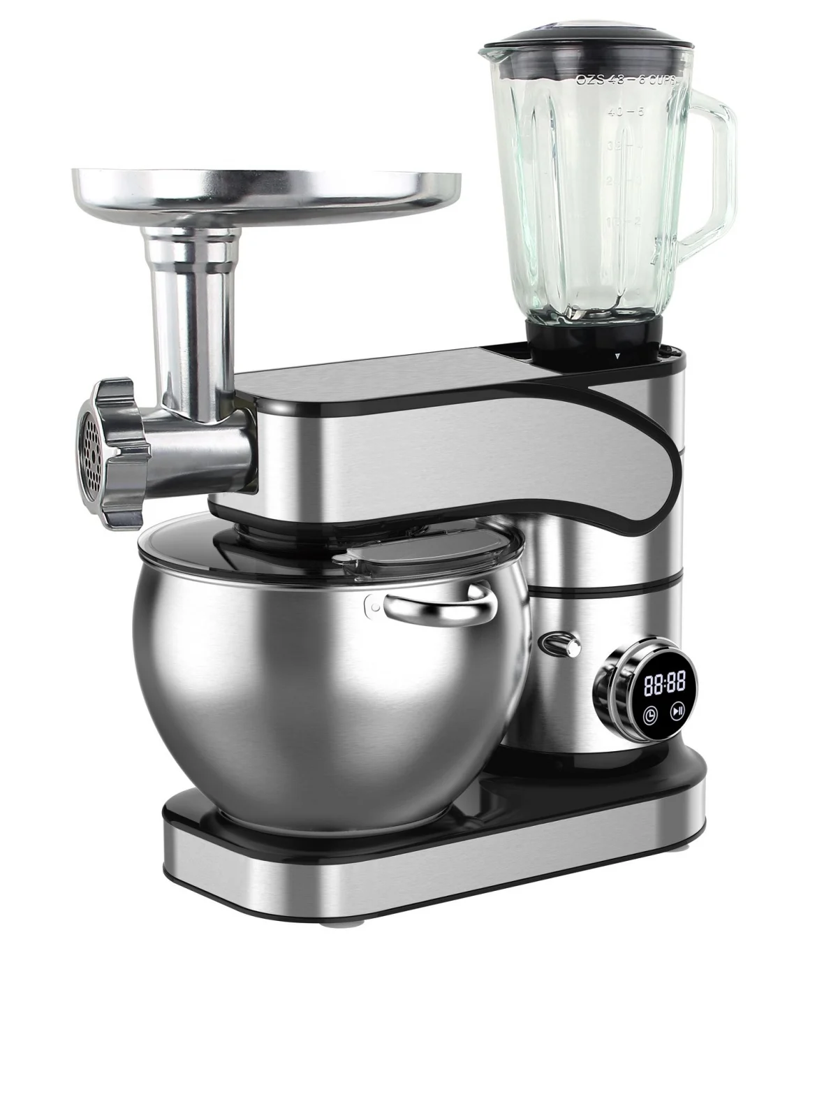 Mixer cu bol din inox Buntz BMP-2000SL, 2000 W, bol 10 L Inox, 6 Viteze, functie Pulse, display tactil, tocator si blender [2]