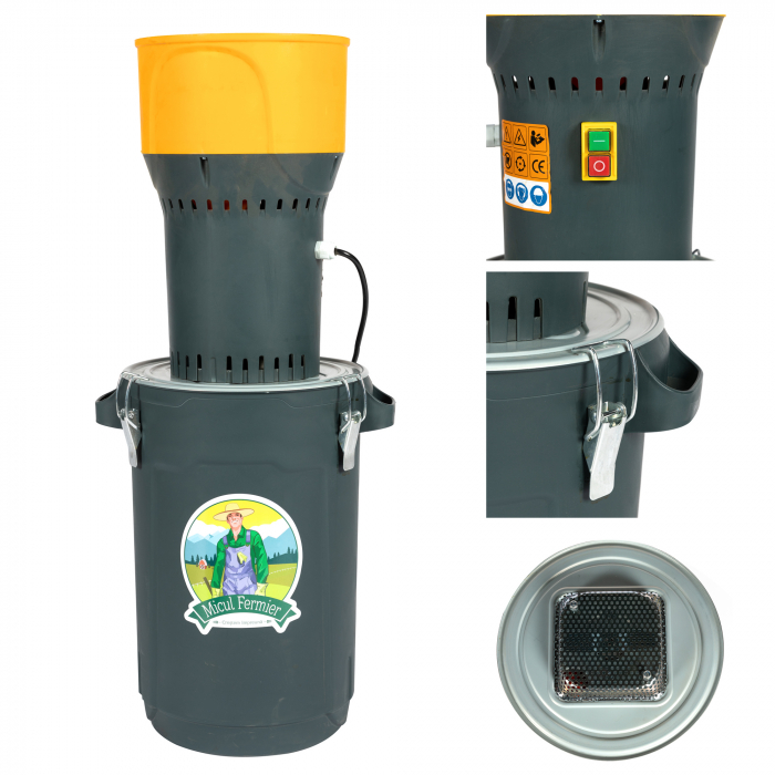 Moara electrica, pentru cereale, 1000W, 19000 rpm, cu galeata plastic 25L, 5 site, Micul Fermier GF-2451 [8]