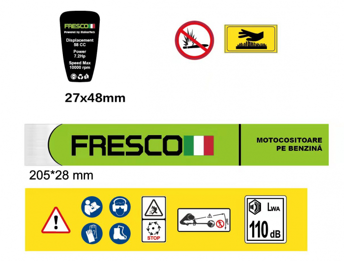 Motocoasa de umar pe benzina, FRESCO by Italy, 7.2 Cp, 10000 Rpm, 58 Cc, accesorii incluse. [4]