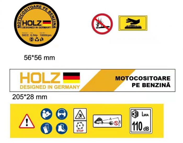 Motocoasa de umar pe benzina, HOLZ by Germany, 6.5 Cp, 10000 Rpm, 58 Cc, accesorii incluse. [4]
