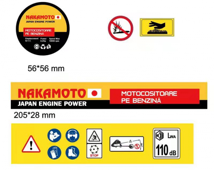 Motocoasa de umar pe benzina, Nakamoto by Japan, 8.2 Cp, 10000 Rpm, 62 Cc, accesorii incluse. [4]