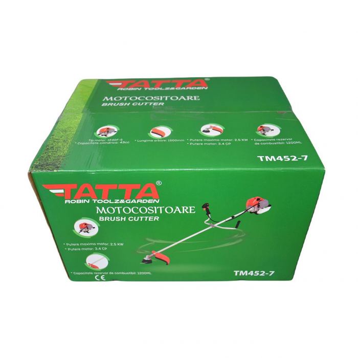 Motocoasa de umar pe benzina, TATTA TM452-7, 2.5kw, 3.4 Cp, accesorii incluse [6]