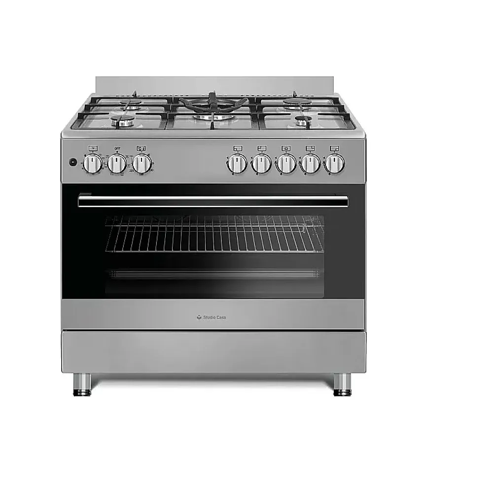 Pachet Aragaz multifunctional cu cuptor electric, 5 arzatoare gaz, grill, rotisor, ventilatie, 90 cm,  Hota clasica 90 cm, 2 motoare, 348 m3/h, Studio Casa [2]