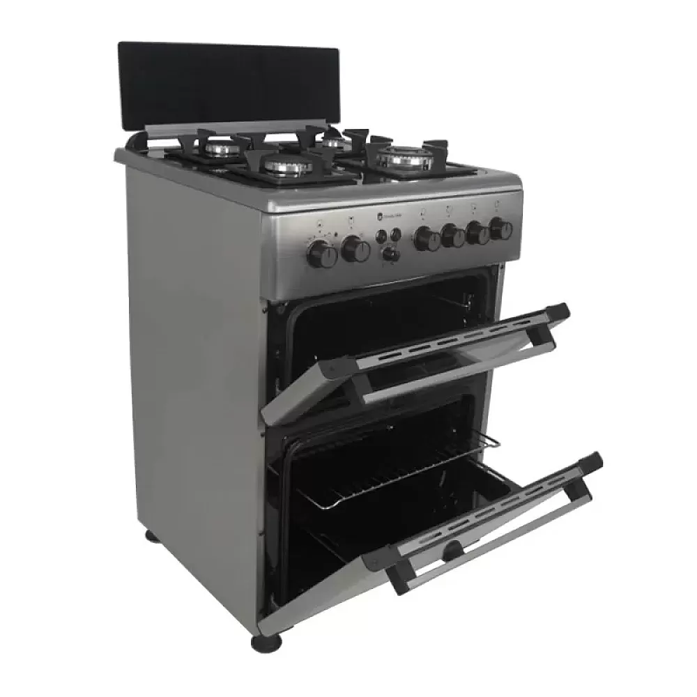 Pachet Aragaz multifunctional, cuptor electric+cuptor gaz, ventilatie, aprindere electrica + Hota telescopica, 60 cm, sticla neagra, Studio Casa Lean Duetto [2]