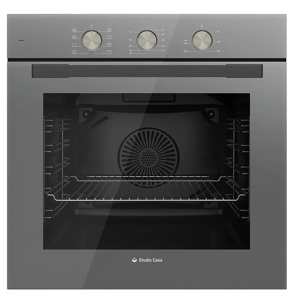 Pachet incorporabil, Cuptor electric, 6 functii, grill, sticla Gri, 69 L, Plita pe gaz, aprindere electrica, 60 cm, sticla gri, gratare fonta, Studio Casa Duo Parma Glass [2]