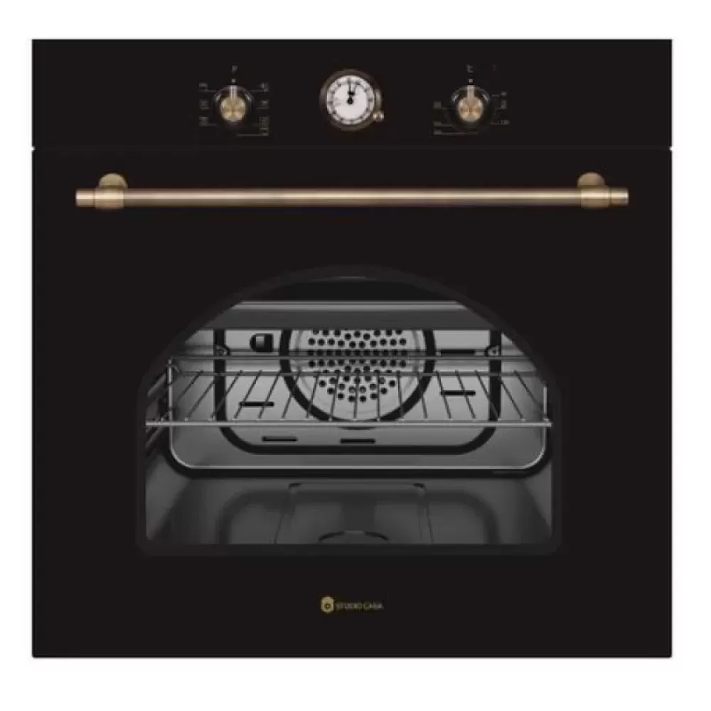 Pachet incorporabil, Cuptor electric 6 functii, grill, ventilator, Plita pe gaz, rustica, gratare fonta, Hota decorativa rustica, Neagra, Studio Casa Dolce Vita [2]