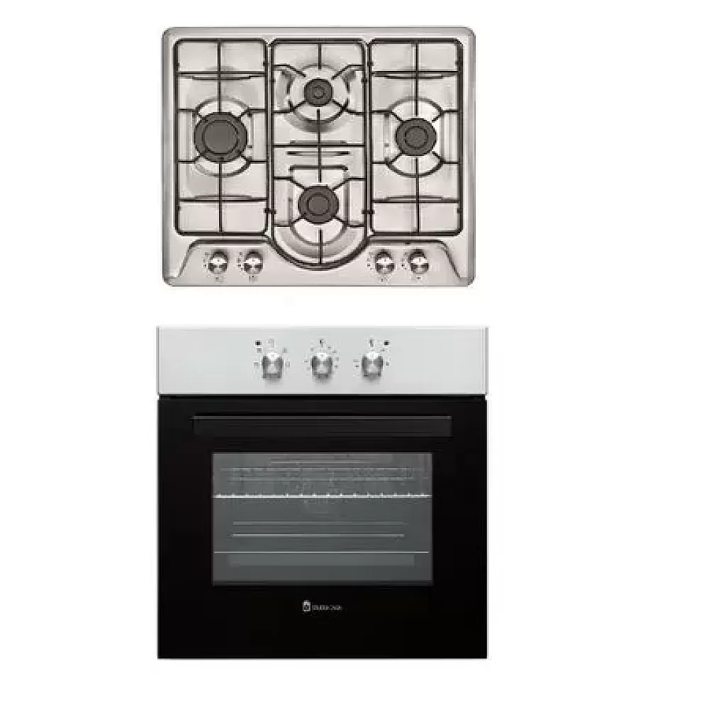 Pachet incorporabil, Cuptor electric, 6 functii, ventilatie, 65 L, grill, Plita pe gaz, 4 arzatoare, aprindere electrica, Inox, Studio Casa Roma Classic [1]