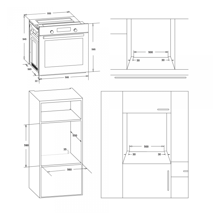 Pachet incorporabil, Cuptor electric, 62 litri, putere 2200 W, 6 functii, ventilator, display digital, clasa A, curatare catalitica,  Plita vitroceramica, 60 cm, 4 arzatoare, sticla ceramica, 9 trepte [6]