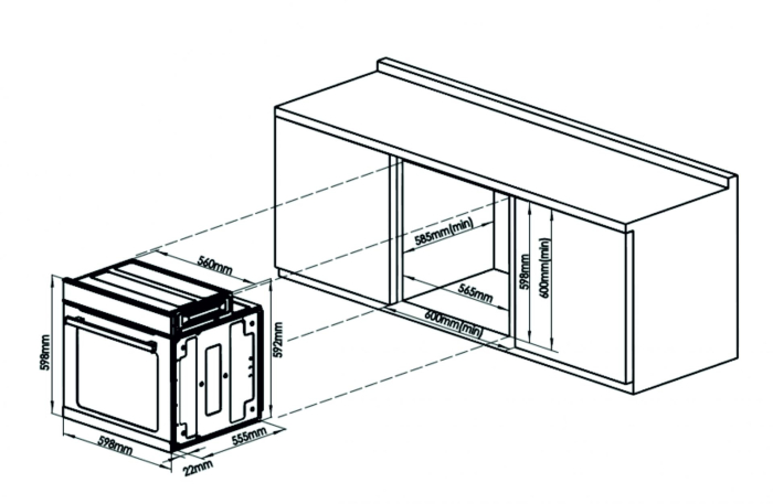 Pachet incorporabil, Cuptor electric, 75 litri, putere 2000 W, 5 functii, ventilator, display digital, clasa A, Plita sticla neagra, 58 cm, 4 arzatoare, gratare fonta, aprindere eletrica, SAMUS [5]