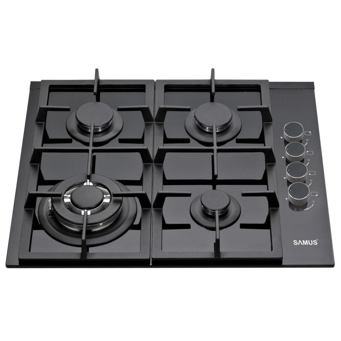 Pachet incorporabil, Cuptor electric, 75 litri, putere 2000 W, 5 functii, ventilator, display digital, clasa A, Plita sticla neagra, 58 cm, 4 arzatoare, gratare fonta, aprindere eletrica, SAMUS [7]