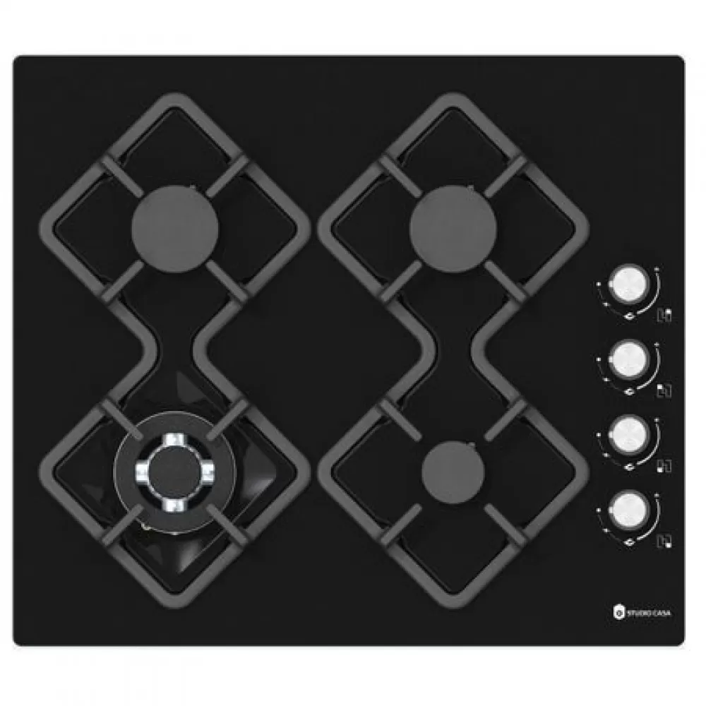 Pachet incorporabil, Cuptor electric 80 L, 8 functii, ventilatie, timer, grill, Plita pe gaz, sticla neagra, 4 arzatoare, gratare fonta, Studio Casa Ambra Duet [3]