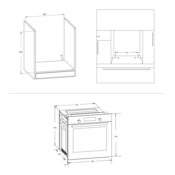 Pachet incorporabil, Cuptor electric, 80 litri, 8 functii, convectie 3D, putere 2500 W, ventilator, grill, timer, clasa A, Plita incorporabila vitroceramica, 4 zone de gatit, touch, 9 trepte, SAMUS [9]